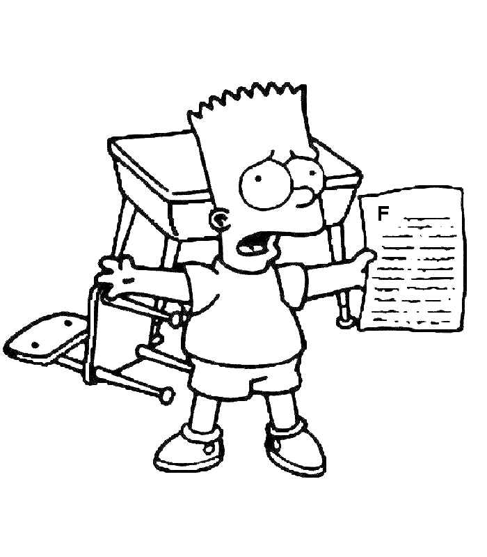 coloriage bart simpson recoit une mauvaise note a l ecole